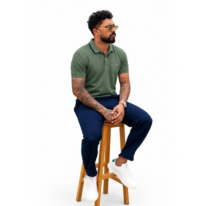 Signature Men S Casual Dusty Green Color Polo T Shirt